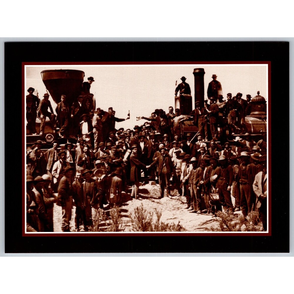 Postcard Golden Spike Hand Shake Promontory Utah Vintage Large Print 8"x5.75" UT